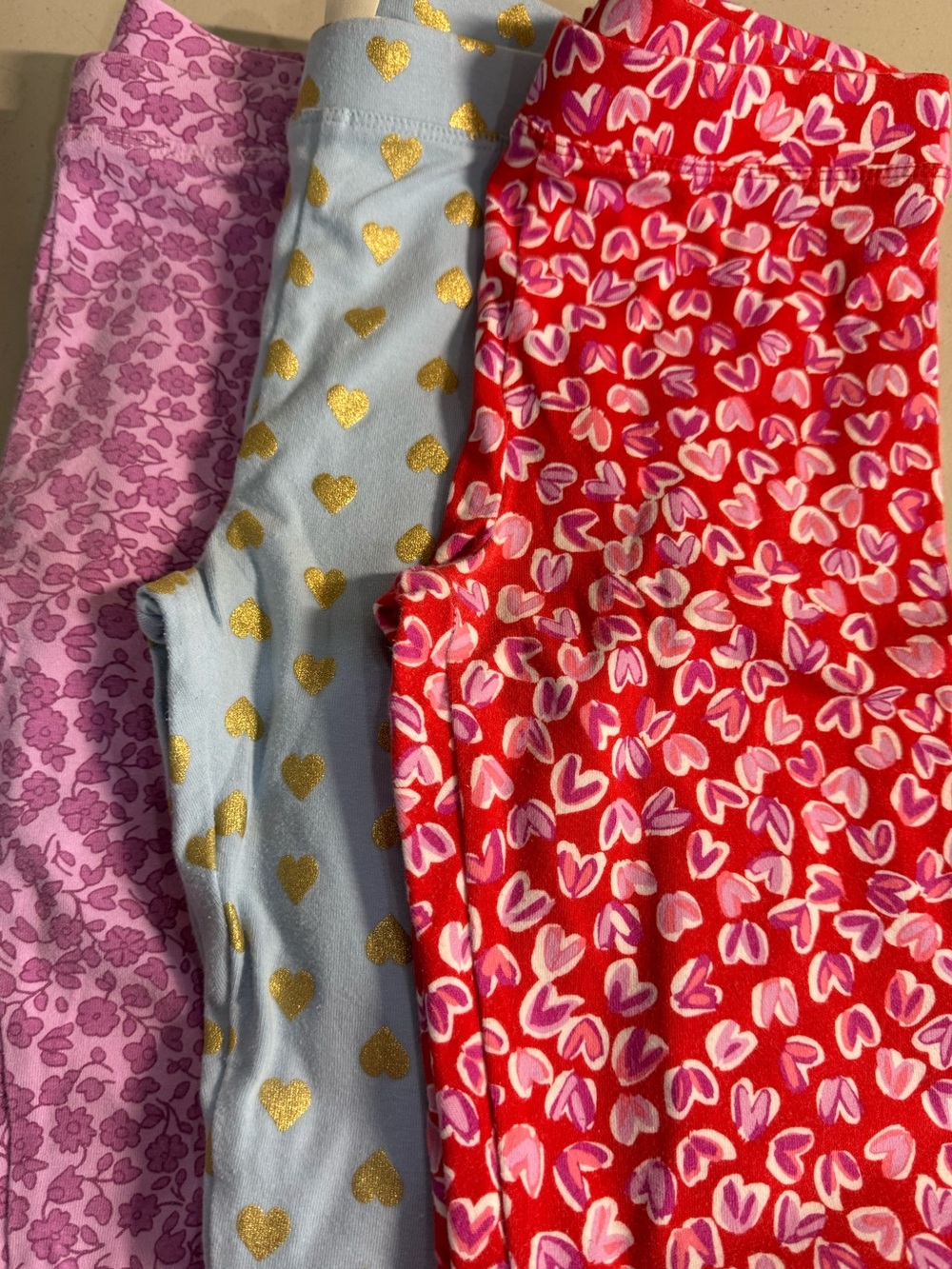JCrewcuts leggings-red-light blue and purple